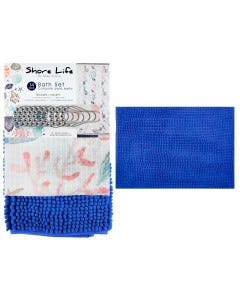ALFOMBRA + CORTINA P/ BAÑO 14 PCS 180X180CM