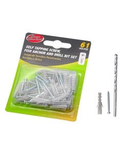 JGO D/TORNILLOS AUTORROSC./ANCLA PEZ/BROCAS 61 PZS
