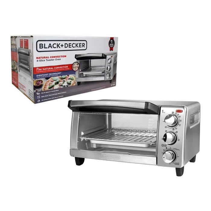 BLACK+DECKER 4-Slice Toaster Oven with Natural Convection, Black